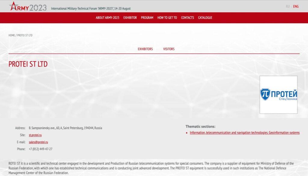 You Move, They Follow: Uncovering Iran’s Mobile Legal Intercept System 14 PROTEI Exhibitor Page “Army-2023” Military Technical Forum at Kubinka Air Base, Moscow